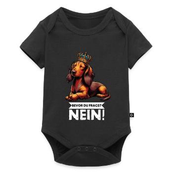 Bevor Du Fragst Nein Langhaardackel Dackel Teckel - Baby Premium Kurzarmbody - Schwarz - Vorne