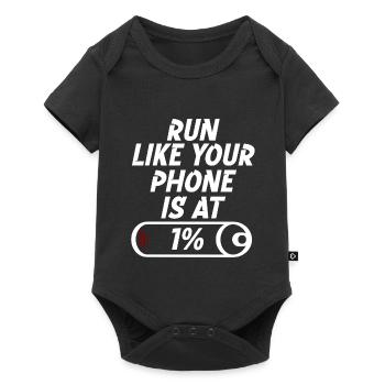 Run like your phone is at 1% - Baby Premium short-sleeve bodysuit - black - Front