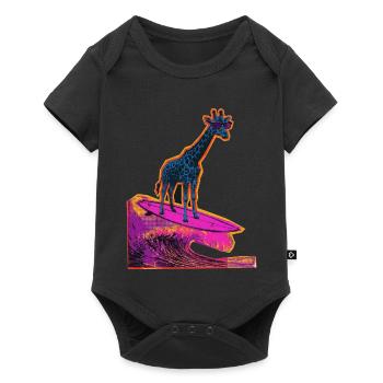 Surfer Giraffe - Baby Premium Kurzarmbody - Schwarz - Vorne