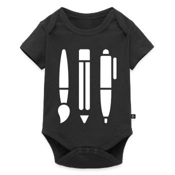 Pinceau, crayon et stylo - Symbole artistique - Body à manches courtes Premium Bébé - noir - Devant