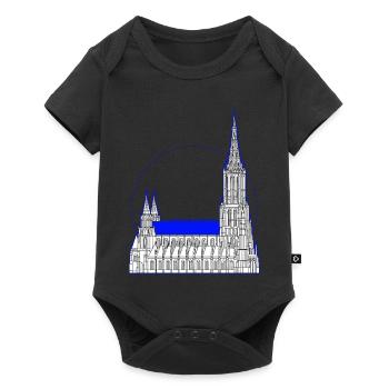 Ulm Motiv 4 Münster Line Art – Minimal Skyline - Baby Premium Kurzarmbody - Schwarz - Vorne