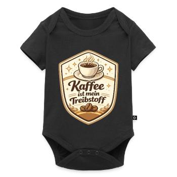 Kaffee ist mein Treibstoff Badge - Baby Premium Kurzarmbody - Schwarz - Vorne