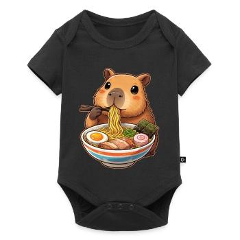 Capybara isst Ramen Nudeln - Baby Premium Kurzarmbody - Schwarz - Vorne
