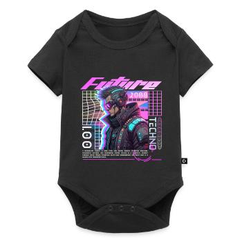 Cycliste Cyberpunk Néon - Body à manches courtes Premium Bébé - noir - Devant
