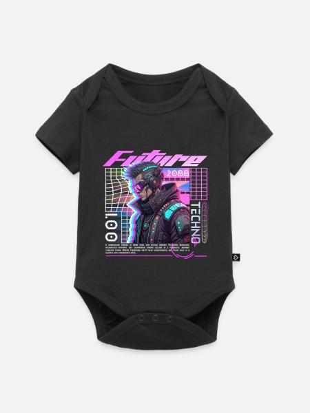 Neon Cyberpunk Fahrradfahrer - Baby Premium Kurzarmbody - Schwarz