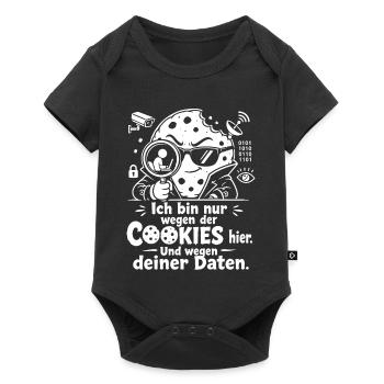 Cookies Daten Überwachung Satire Keks - Baby Premium Kurzarmbody - Schwarz - Vorne