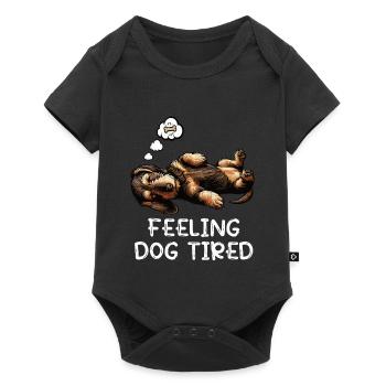 Feeling Dog Tired Rauhaardackel Dackel Teckel - Baby Premium Kurzarmbody - Schwarz - Vorne