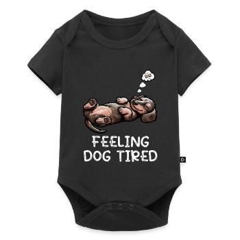 Feeling Dog Tired Rauhaardackel Dackel Teckel - Baby Premium Kurzarmbody - Schwarz - Vorne