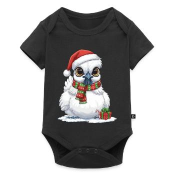Poulet de soie drôle - Chapeau de Père Noël et... - Body à manches courtes Premium Bébé - noir - Devant