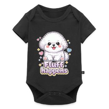 Fluff Happens – kawaii Bichon Dog Design - Baby Premium Kurzarmbody - Schwarz - Vorne