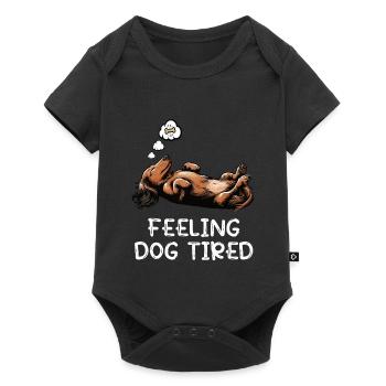 Feeling Dog Tired Langhaardackel Dackel Dachshund - Baby Premium Kurzarmbody - Schwarz - Vorne