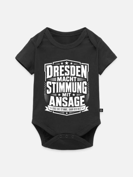 Dresden macht Stimmung mit Ansage - Baby Premium Kurzarmbody - Schwarz
