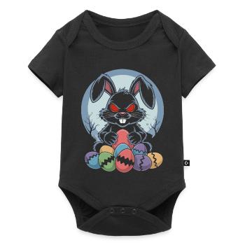 Joyeuse Pâques, douce chasse aux œufs du lapin, œufs de Pâques - Body à manches courtes Premium Bébé - noir - Devant