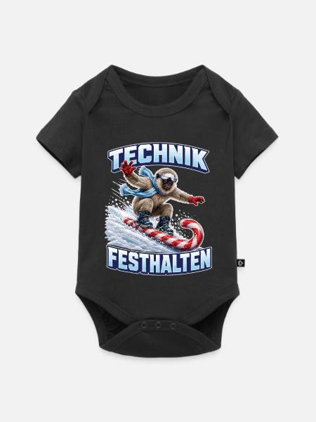 Brillenlangur auf der Zuckerstange - Baby Premium Kurzarmbody - Schwarz
