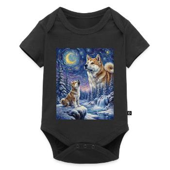 Howling to the Moon Meme Animal Dog Akita Inu - Baby Premium short-sleeve bodysuit - black - Front