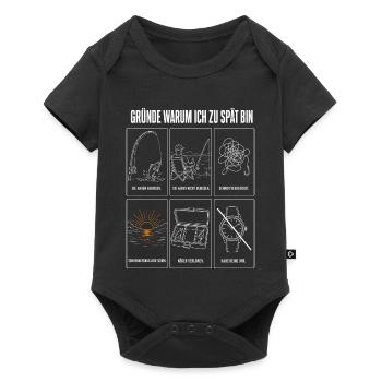 Gründe warum ich zu spät bin Lustiges Angler Motiv - Baby Premium Kurzarmbody - Schwarz - Vorne