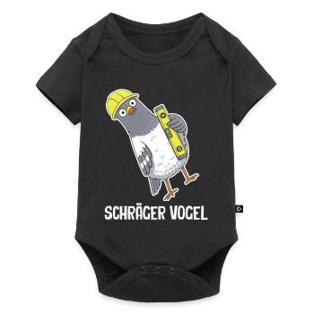 Schräger Vogel – Taube mit Wasserwaage - Baby Premium Kurzarmbody - Schwarz - Vorne