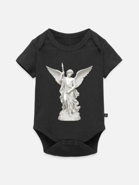 Geflügelter Engel mit Speer-Illustration - Baby Premium Kurzarmbody - Schwarz