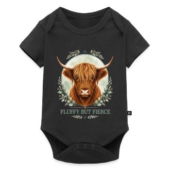 Flauschige, aber furchtlose Highlander-Sammlung - Baby Premium Kurzarmbody - Schwarz - Vorne