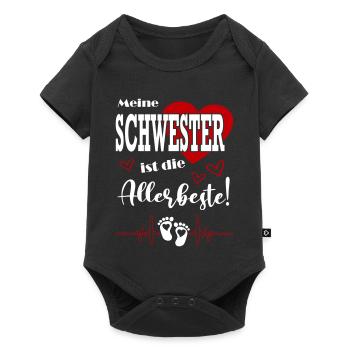 Meine Schwester ist die beste Babysprüche Familie - Baby Premium Kurzarmbody - Schwarz - Vorne