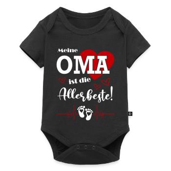 Meine Oma ist die beste Babysprüche Familie - Baby Premium Kurzarmbody - Schwarz - Vorne