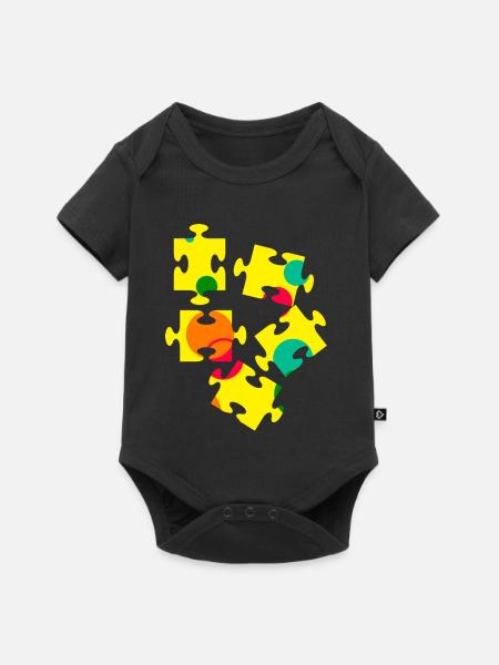Bunte Puzzleteil Collage - Baby Premium Kurzarmbody - Schwarz