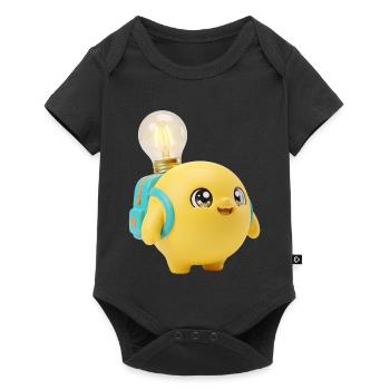 Mascotte jaune mignonne de l’école avec une ampoule Planète Ba - Body à manches courtes Premium Bébé - noir - Devant