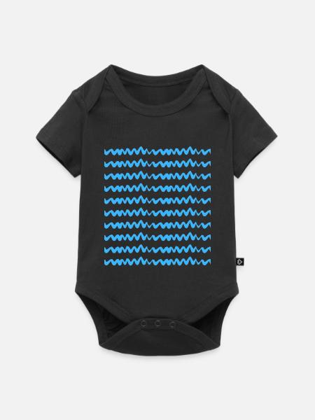 Blaues Zickzack-Wellenmuster - Baby Premium Kurzarmbody - Schwarz