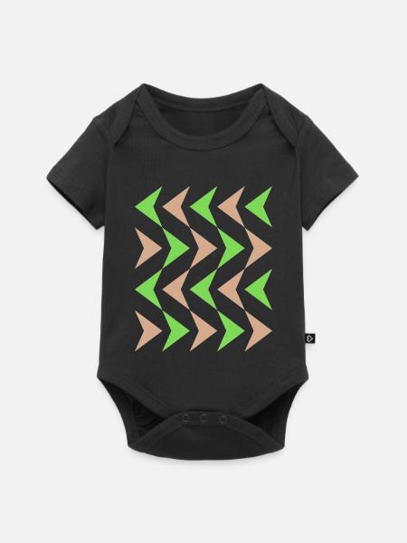 Zickzack-Kontrast Muster - Baby Premium Kurzarmbody - Schwarz