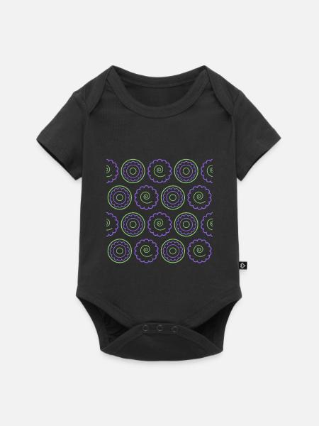 Pulsierende Blütenspiralen - Baby Premium Kurzarmbody - Schwarz