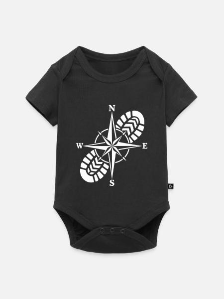 Wandern Kompass - Baby Premium Kurzarmbody - Schwarz