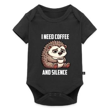 I Need Coffee and Silence Igel Igelliebhaber  - Baby Premium Kurzarmbody - Schwarz - Vorne