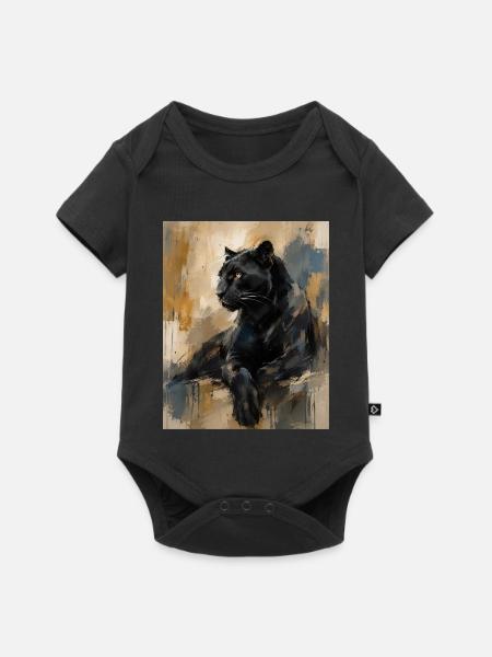 Sitzende Panther - Baby Premium Kurzarmbody - Schwarz
