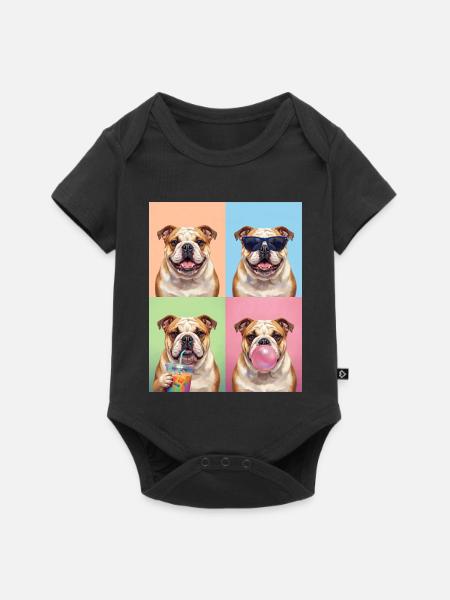 Hunde Bulldog Hund - Baby Premium Kurzarmbody - Schwarz