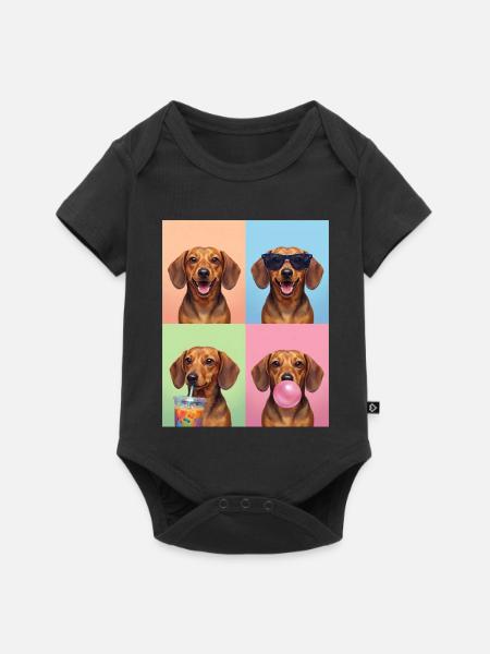 Hunde Dackel Hund - Baby Premium Kurzarmbody - Schwarz