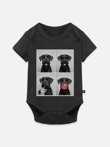 Hunde Riesenschnauzer Hund - Baby Premium Kurzarmbody - Schwarz