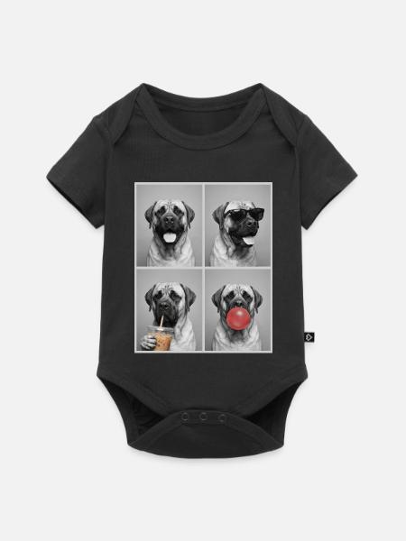 Hunde Mastiff Hund - Baby Premium Kurzarmbody - Schwarz