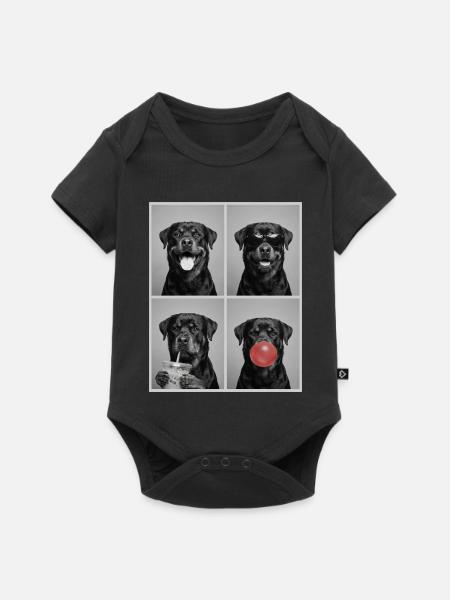 Hunde Rottweiler Hund - Baby Premium Kurzarmbody - Schwarz
