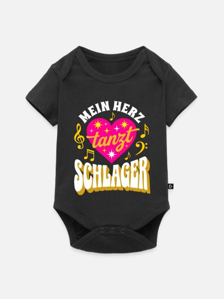 Schlagerherz im Tanzfieber - Baby Premium Kurzarmbody - Schwarz