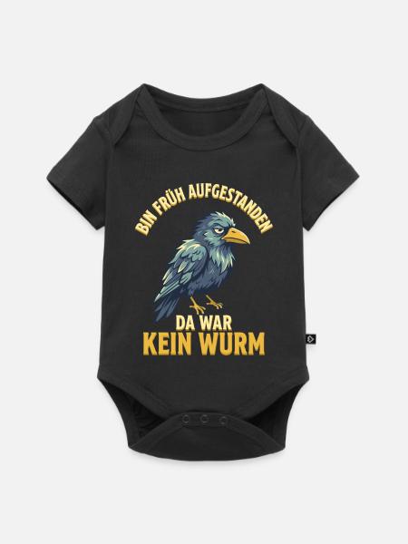 Genervter Rabe Morgenmuffel - Baby Premium Kurzarmbody - Schwarz