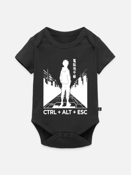 Cyberpunk-Silhouette mit CTRL ALT ESC - Baby Premium Kurzarmbody - Schwarz