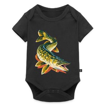 Hecht Angeln Raubfisch Hechtangler Geschenk - Baby Premium Kurzarmbody - Schwarz - Vorne