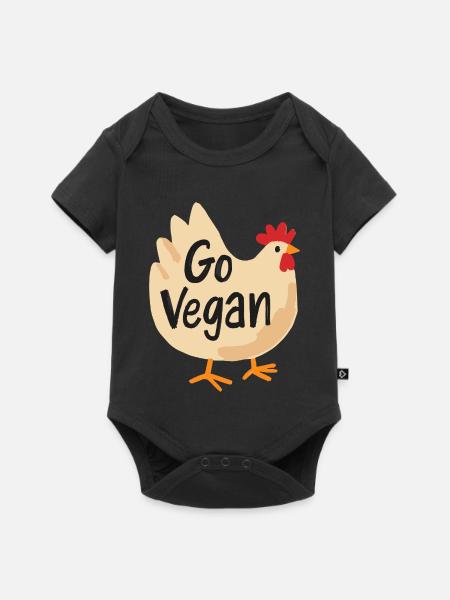 Go Vegan Cute Chicken - Baby Premium Kurzarmbody - Schwarz