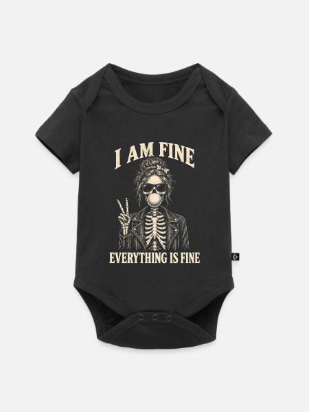 Everything Is Fine Skelett Lustig Halloween - Baby Premium Kurzarmbody - Schwarz