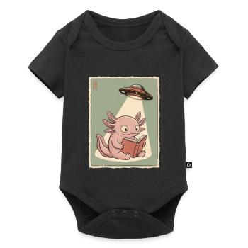 Vintage Japanese Axolotl Buchliebhaber UFO Alien - Baby Premium Kurzarmbody - Schwarz - Vorne