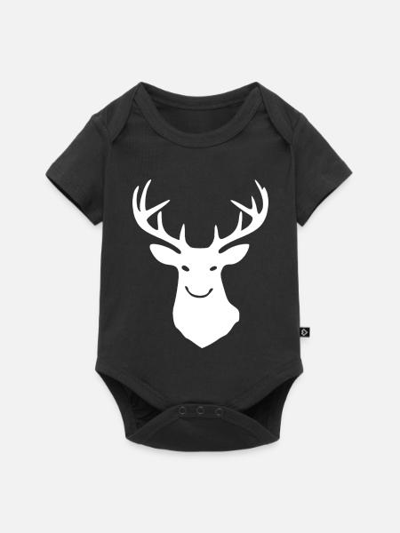 Hirschsilhouette Geweih Logo - Baby Premium Kurzarmbody - Schwarz