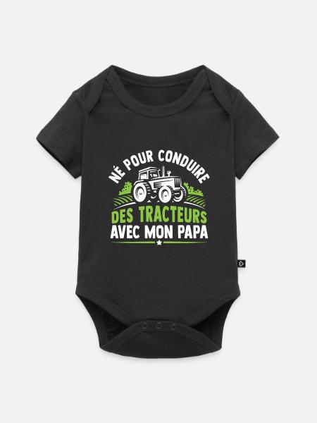 Né pour conduire des tracteurs avec mon papa - Body à manches courtes Premium Bébé - noir