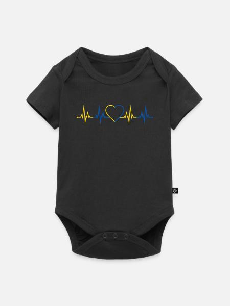 Heartbeat Oekraïne - Premium kortærmet baby-body  - sort