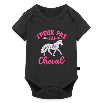 j'peux pas j'ai cheval t-shirt cavalière - Body à manches courtes Premium Bébé - noir - Devant