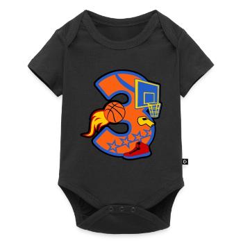 Basketball 3. Geburtstag Party Nummer 3 - 3 Jahre - Baby Premium Kurzarmbody - Schwarz - Vorne